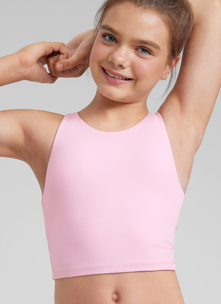 CRZ YOGA girl's Active Sports Butterluxe Racerback Tank Top Sparkle Blue