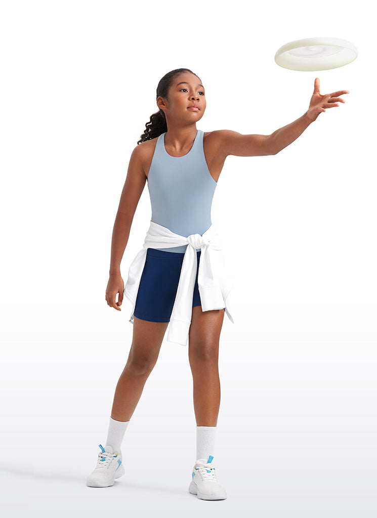 CRZ YOGA girl's Active Sports Butterluxe Racerback Tanks Waist Length Hibiscus Purple