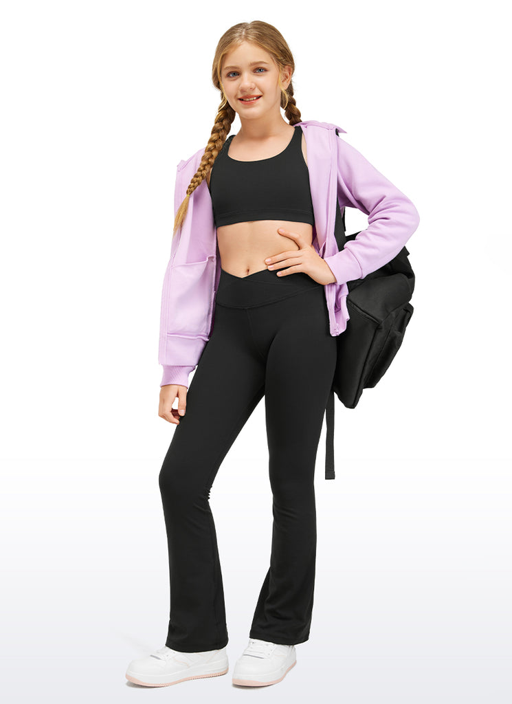 CRZ YOGA Girl's Active Sports Butterluxe Teens Strappy Bra Black