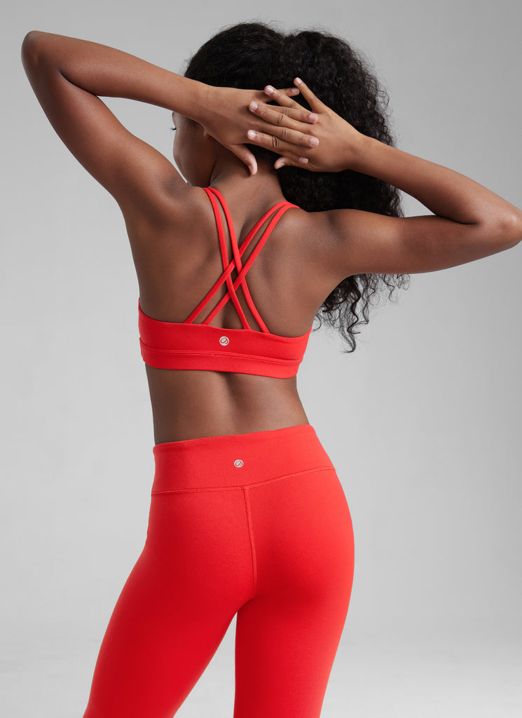 CRZ YOGA Girl's Active Sports Butterluxe Teens Strappy Bra Pink Peony