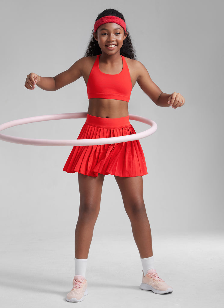 CRZ YOGA Girl's Active Sports Butterluxe Teens Strappy Bra Neon Orange