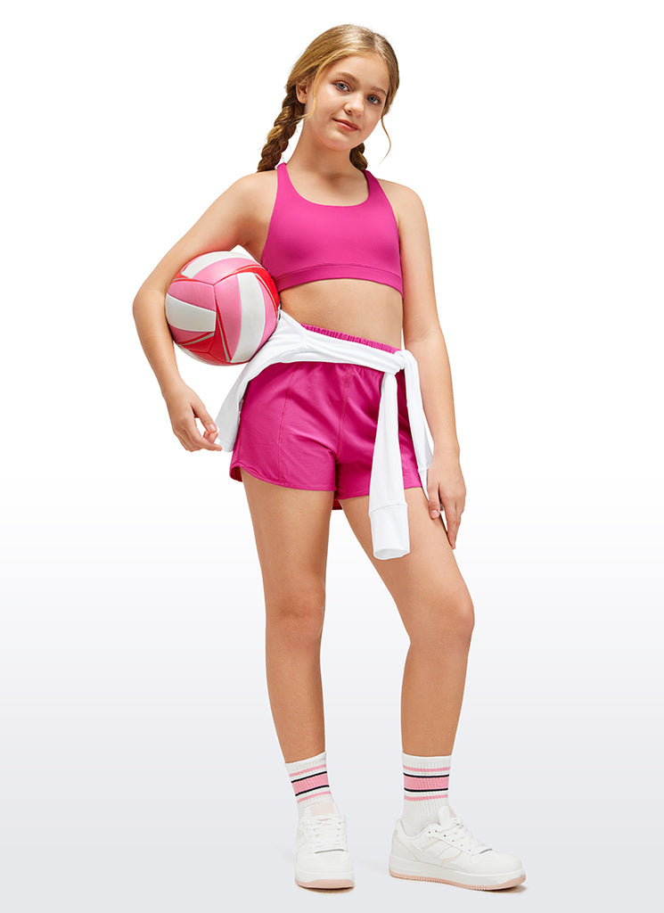 CRZ YOGA Girl's Active Sports Butterluxe Teens Strappy Bra White