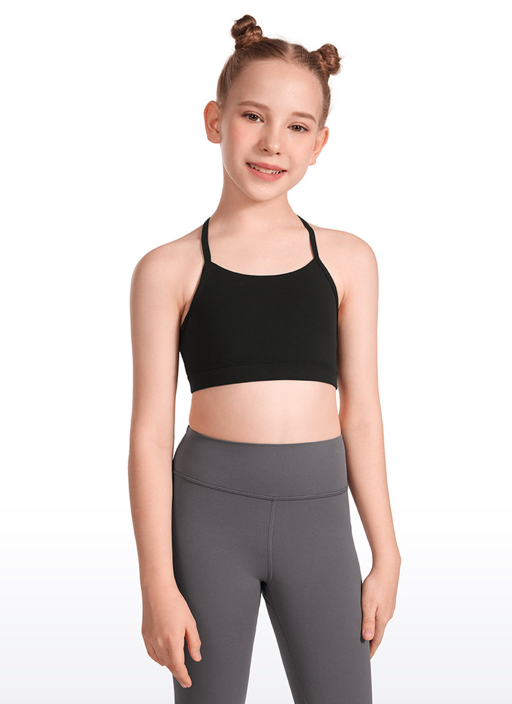 CRZ YOGA Girl's Active Sports Y-Back Bra Butterluxe Teens Tops Black