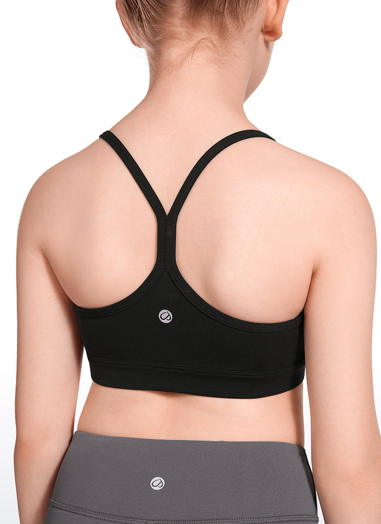CRZ YOGA Girl's Active Sports Y-Back Bra Butterluxe Teens Tops Black