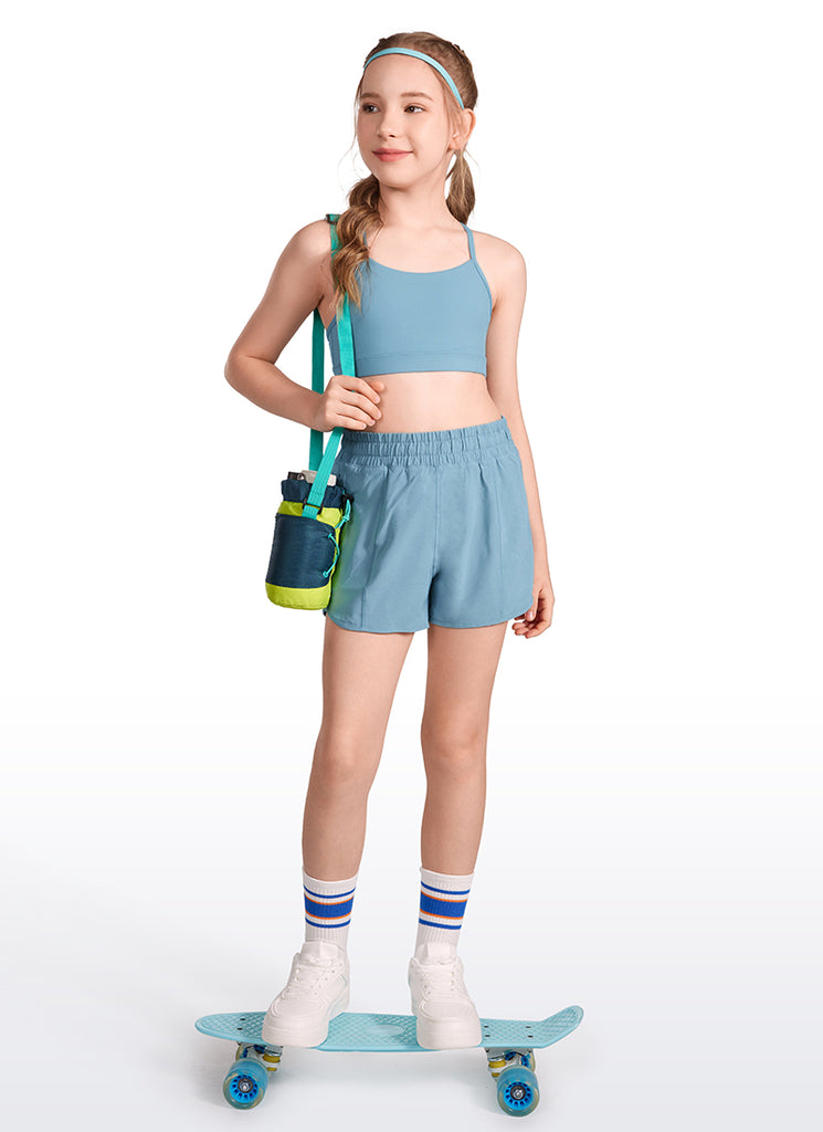 CRZ YOGA Girl's Active Sports Y-Back Bra Butterluxe Teens Tops Pure Blue