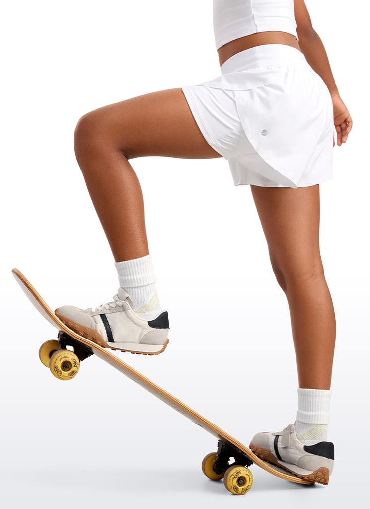 CRZ YOGA Girl's Running Feathery-Fit Soft High Rise Lined Shorts 2.5'' White