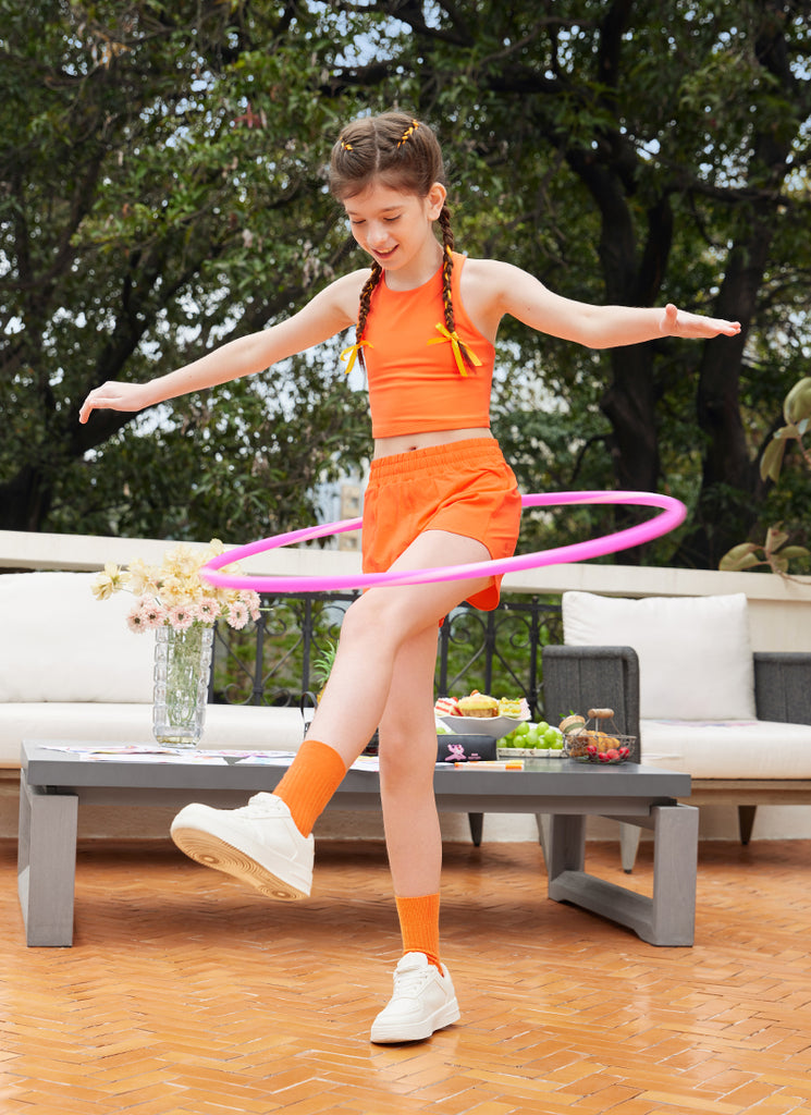 CRZ YOGA Girl's Running Feathery-Fit Soft Low Rise Lined Shorts Lilac