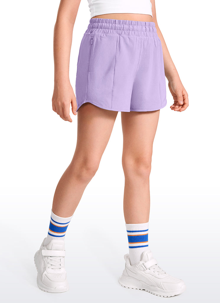 CRZ YOGA Girl's Running Feathery-Fit Soft Low Rise Lined Shorts Grey Sage