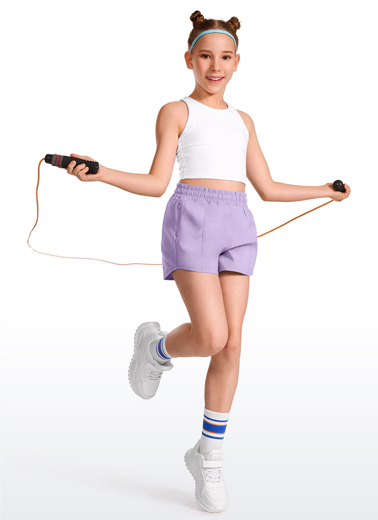 CRZ YOGA Girl's Running Feathery-Fit Soft Low Rise Lined Shorts Hibiscus Purple