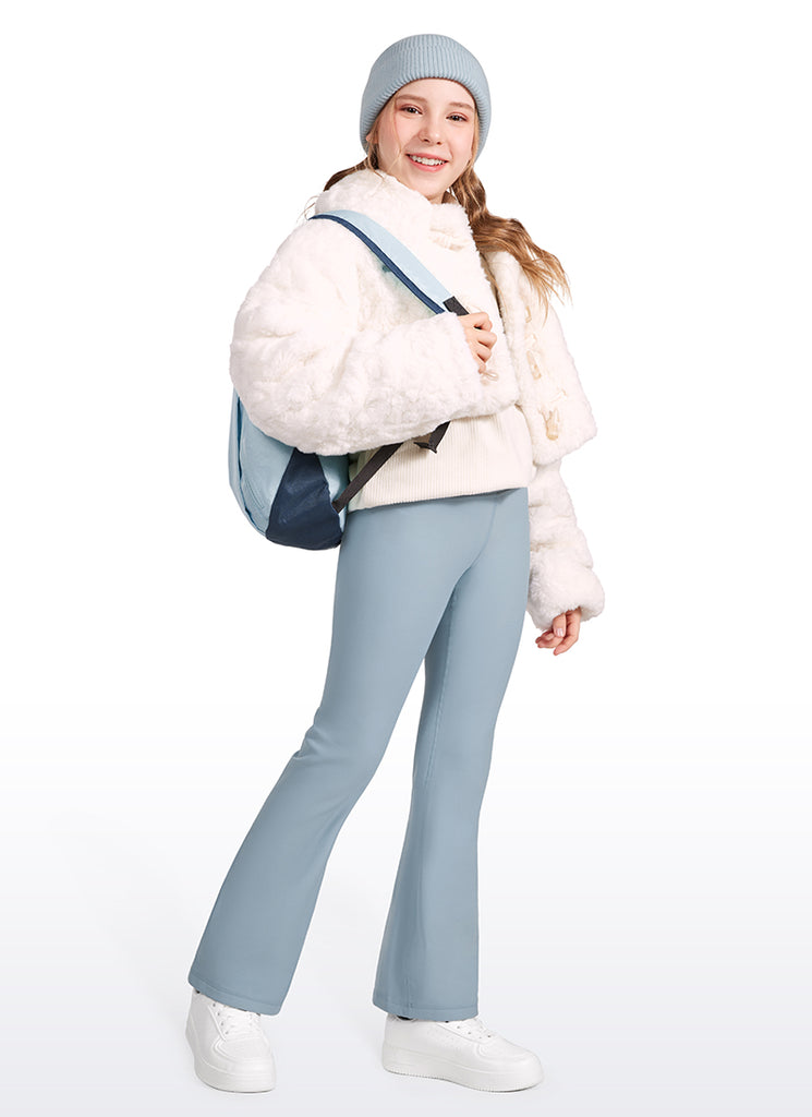 CRZ YOGA Girl's High Rise Thermal Fleece Lined Soft Flare Leggings Viva Magenta