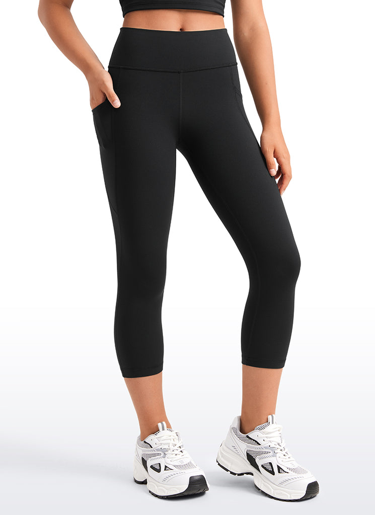 CRZ YOGA Girls Butterluxe Athletic Capri Leggings with Pockets French Navy