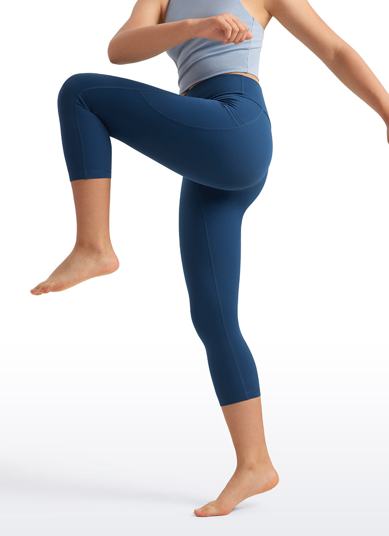 CRZ YOGA Girls Butterluxe Athletic Capri Leggings with Pockets French Navy