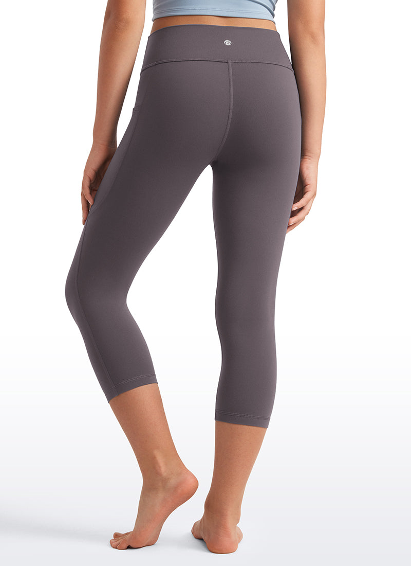 CRZ YOGA Girls Butterluxe Athletic Capri Leggings with Pockets Black