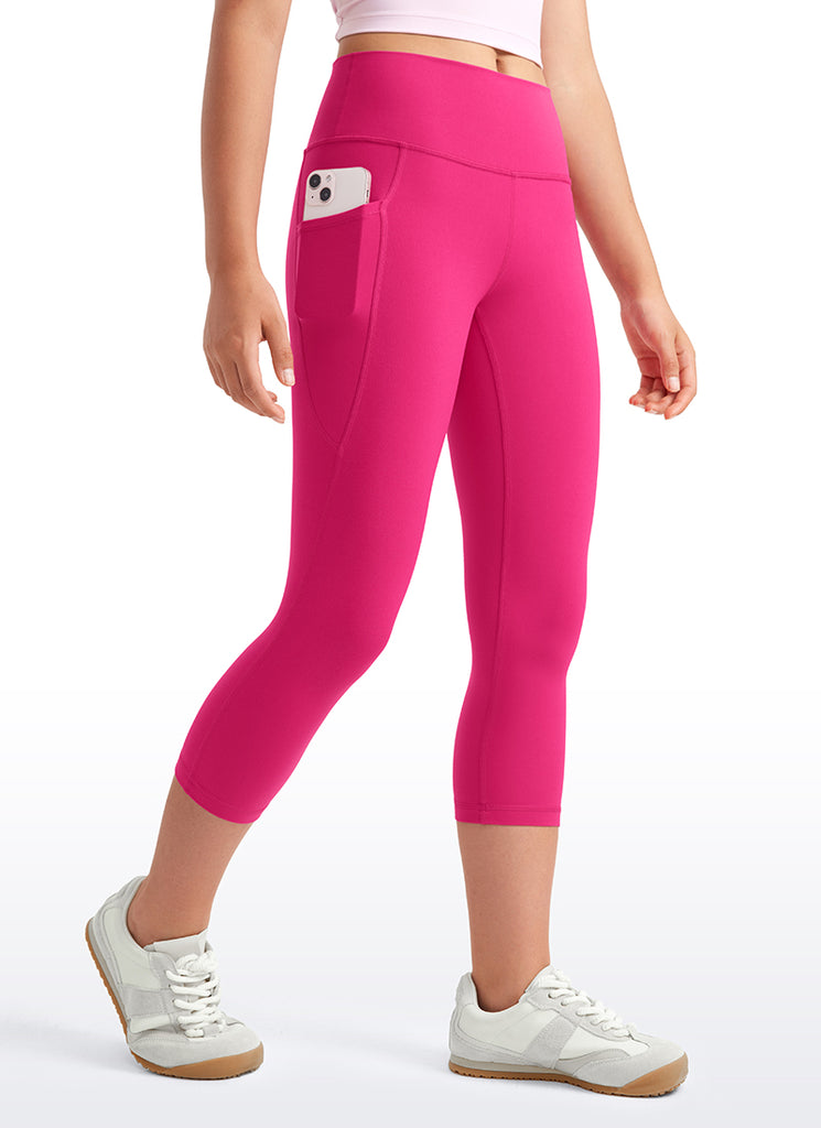CRZ YOGA Girls Butterluxe Athletic Capri Leggings with Pockets Tornado