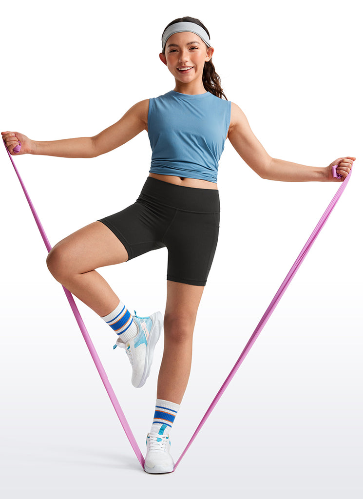 CRZ YOGA Girl's Active Sports Yoga Lounge Butterluxe Yoga Biker Shorts Black