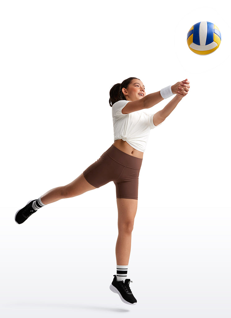 CRZ YOGA Girl's Active Sports Yoga Lounge Butterluxe Yoga Biker Shorts French Navy