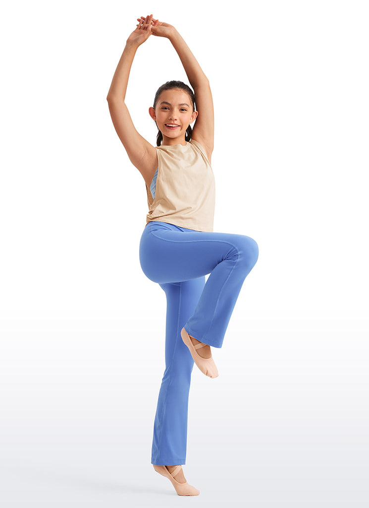 CRZ YOGA Girl's Active Sports Yoga Lounge Butterluxe Flare Leggings True Navy