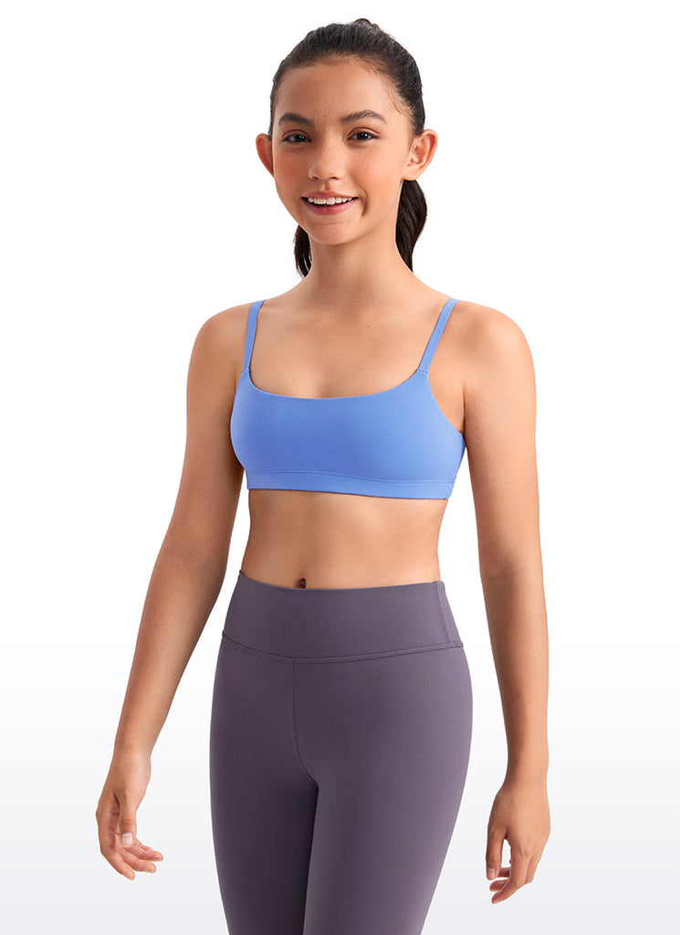 CRZ YOGA Girls Butterluxe Adjustable Spaghetti Strap Scoop Neck Bra Lip Gloss Pink