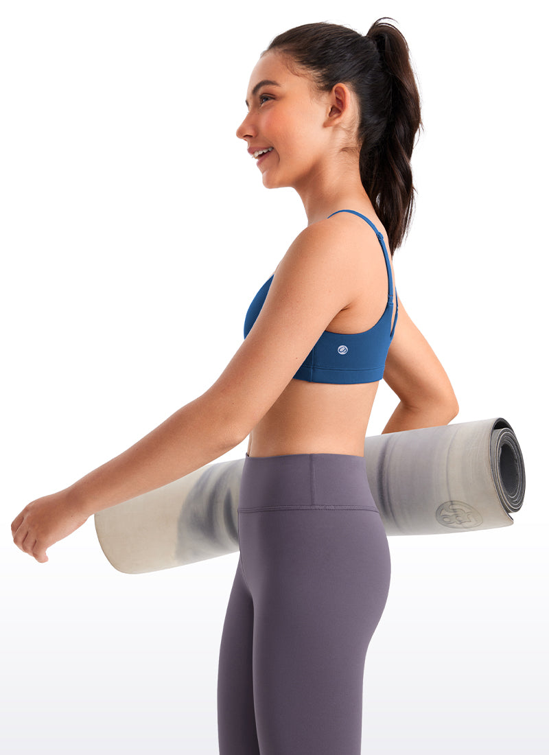 CRZ YOGA Girls Butterluxe Adjustable Spaghetti Strap Scoop Neck Bra Wild Indigo