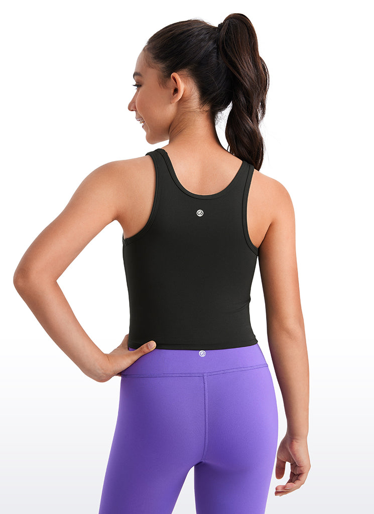 CRZ YOGA girl's Active Butterluxe Tight Fit Tank Tops Racerback Black