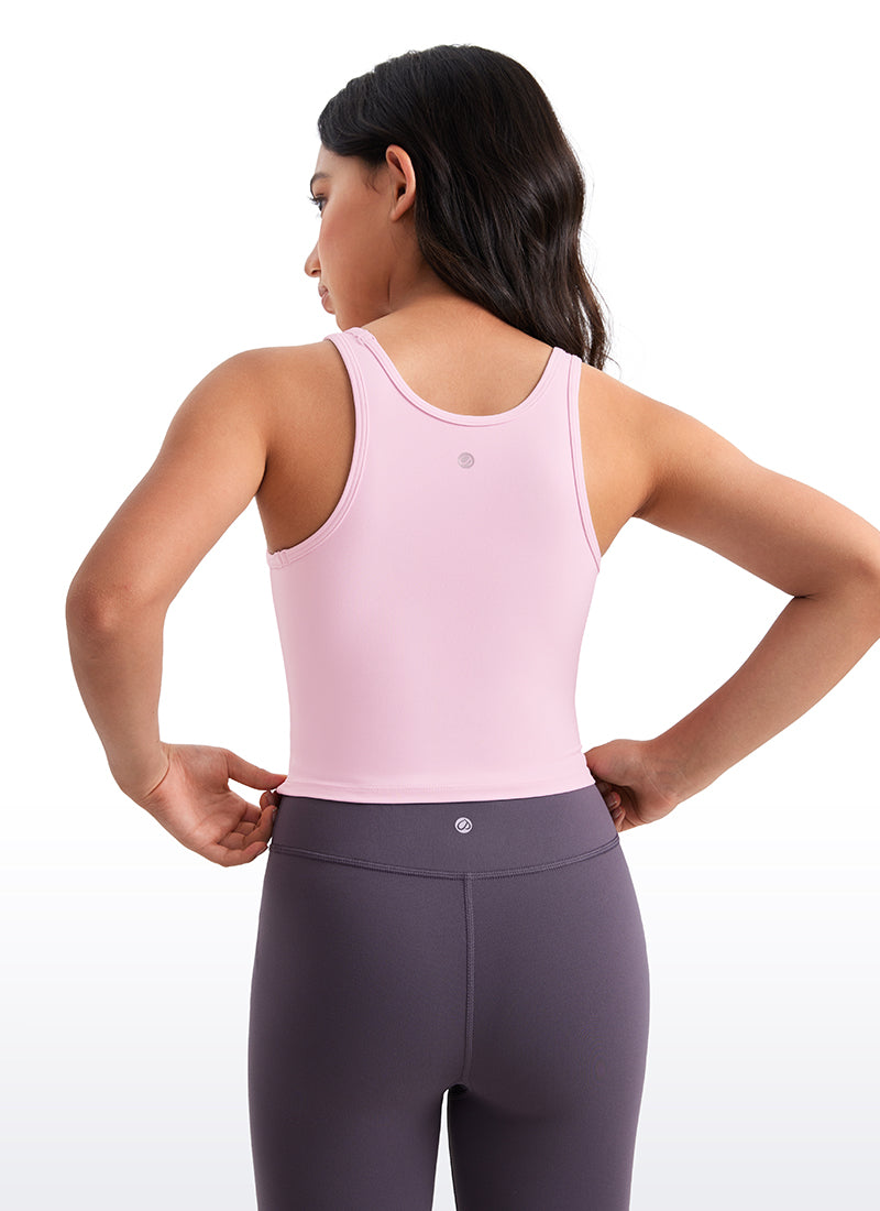 CRZ YOGA girl's Active Butterluxe Tight Fit Tank Tops Racerback White
