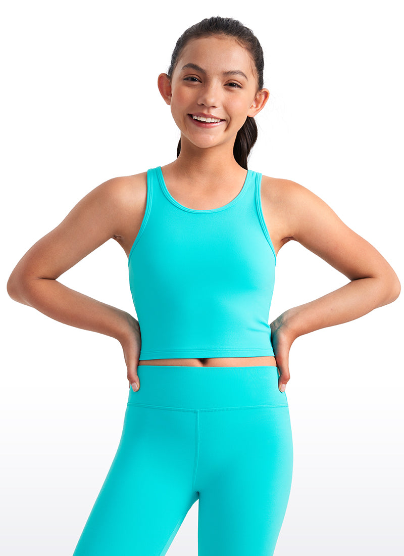 CRZ YOGA girl's Active Butterluxe Tight Fit Tank Tops Racerback Pink Peony