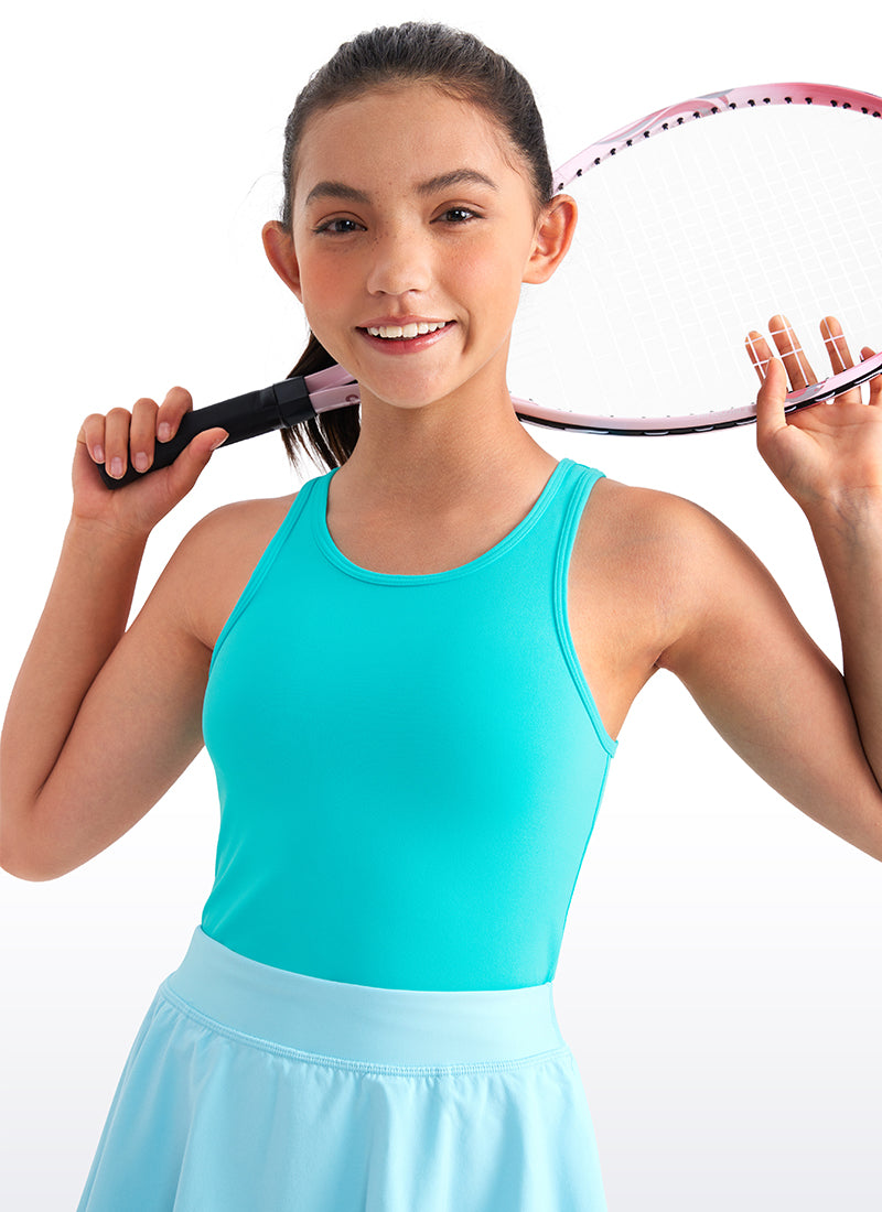 CRZ YOGA girl's Active Butterluxe Tight Fit Tank Tops Racerback Pink Peony