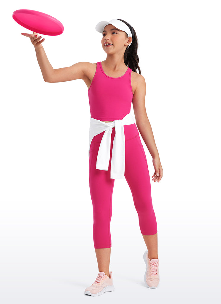 CRZ YOGA girl's Active Butterluxe Tight Fit Tank Tops Racerback Granita Pink