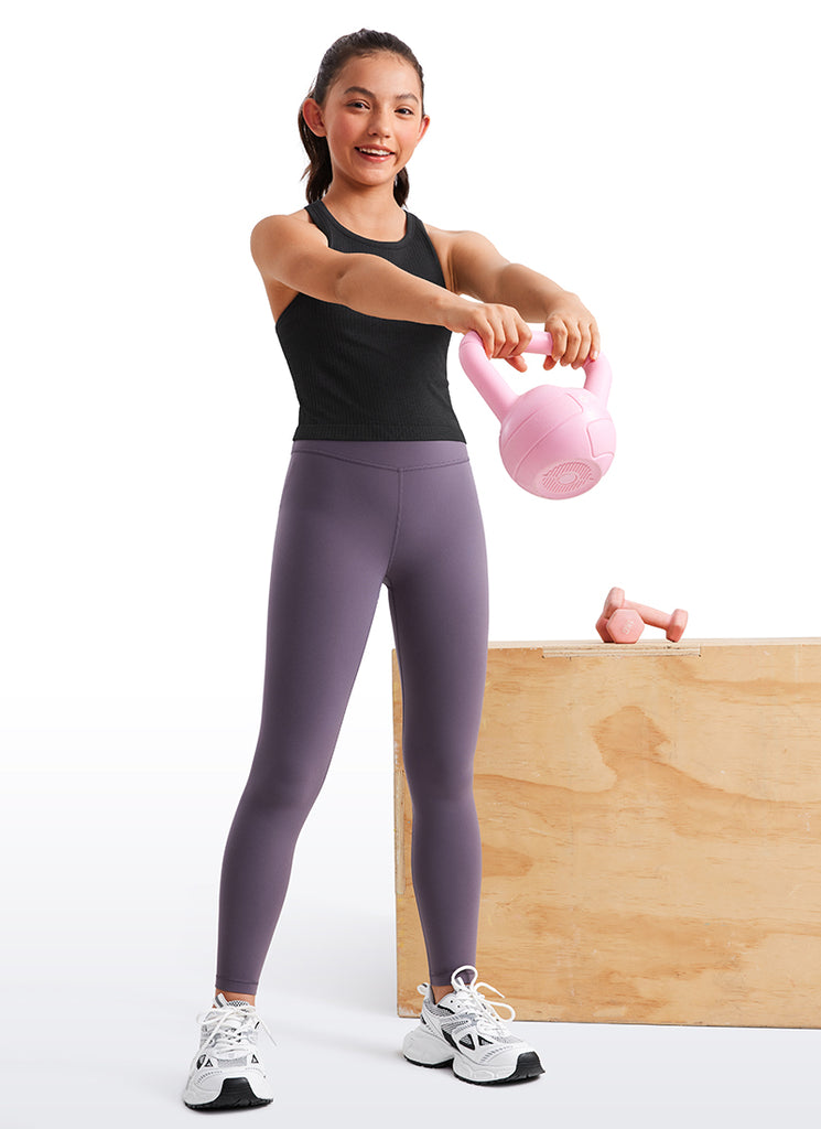 CRZ YOGA girl's Active Sports Butterluxe Racerback Tank Top Black