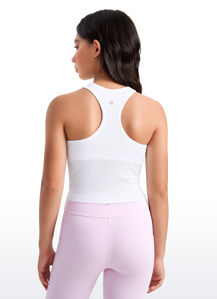 CRZ YOGA girl's Active Sports Butterluxe Racerback Tank Top White