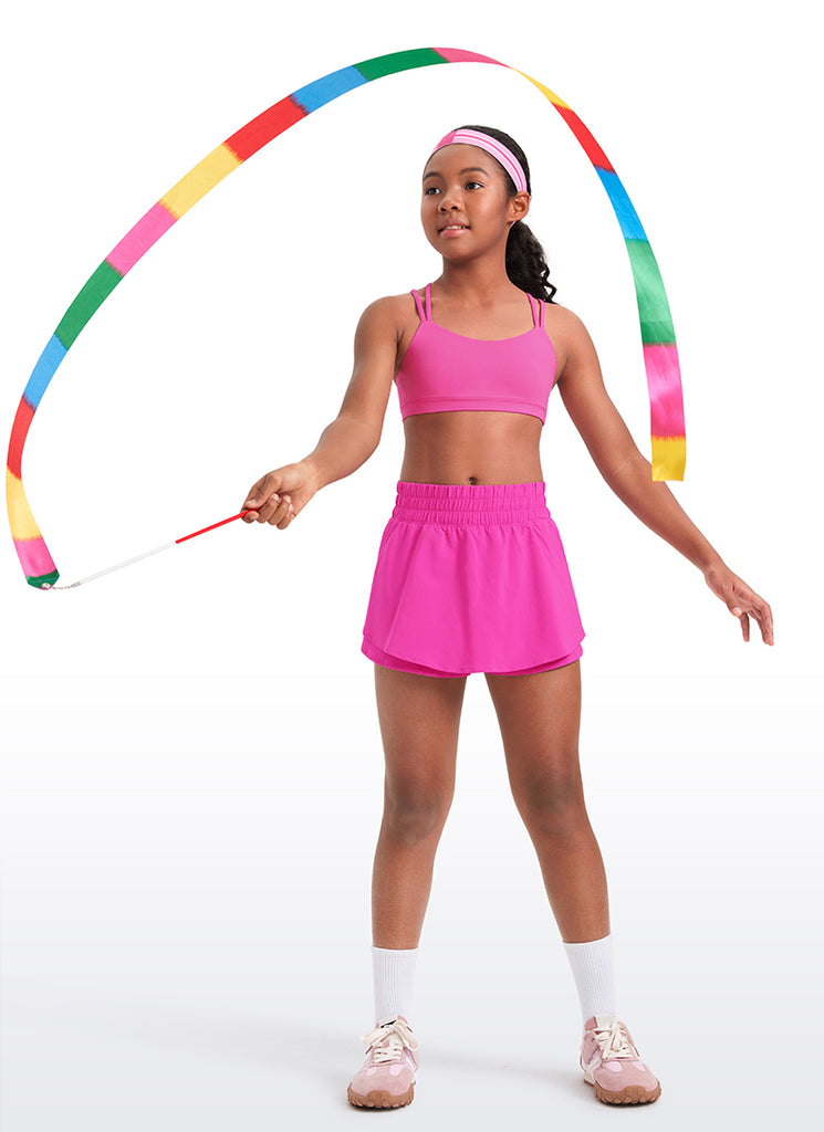 CRZ YOGA Girls Molded Cups Spaghetti Strappy Sports Bra Criss Cross Green Palm Court