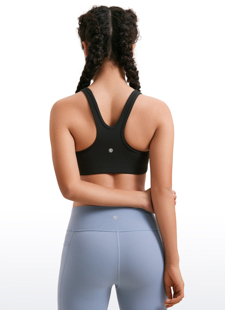 CRZ YOGA  Girl’s Butterluxe Scoop Neck Racerback Yoga Bra Black