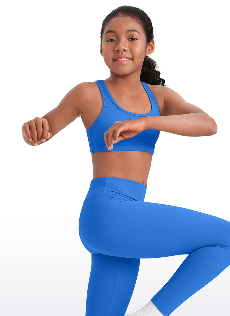 CRZ YOGA  Girl’s Butterluxe Scoop Neck Racerback Yoga Bra Sparkle Blue