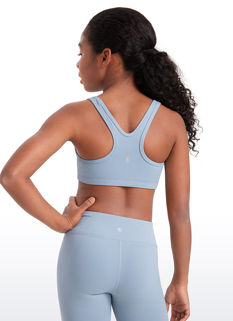 CRZ YOGA  Girl’s Butterluxe Scoop Neck Racerback Yoga Bra Cambric Blue