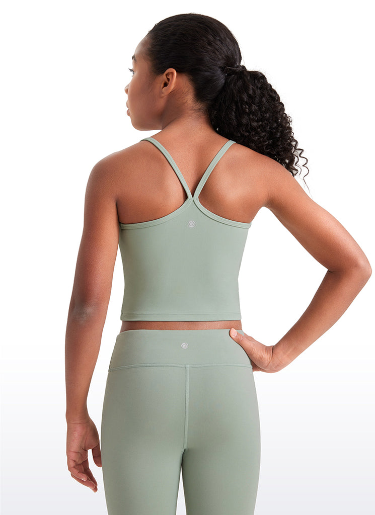 CRZ YOGA Girl's Active Sports Double Lined Y-Back Bra Teens Tank Tops Twilight Blue