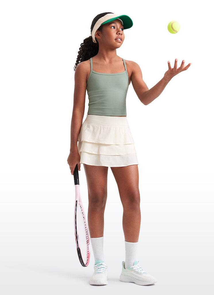 CRZ YOGA Girl's Active Sports Double Lined Y-Back Bra Teens Tank Tops Twilight Blue