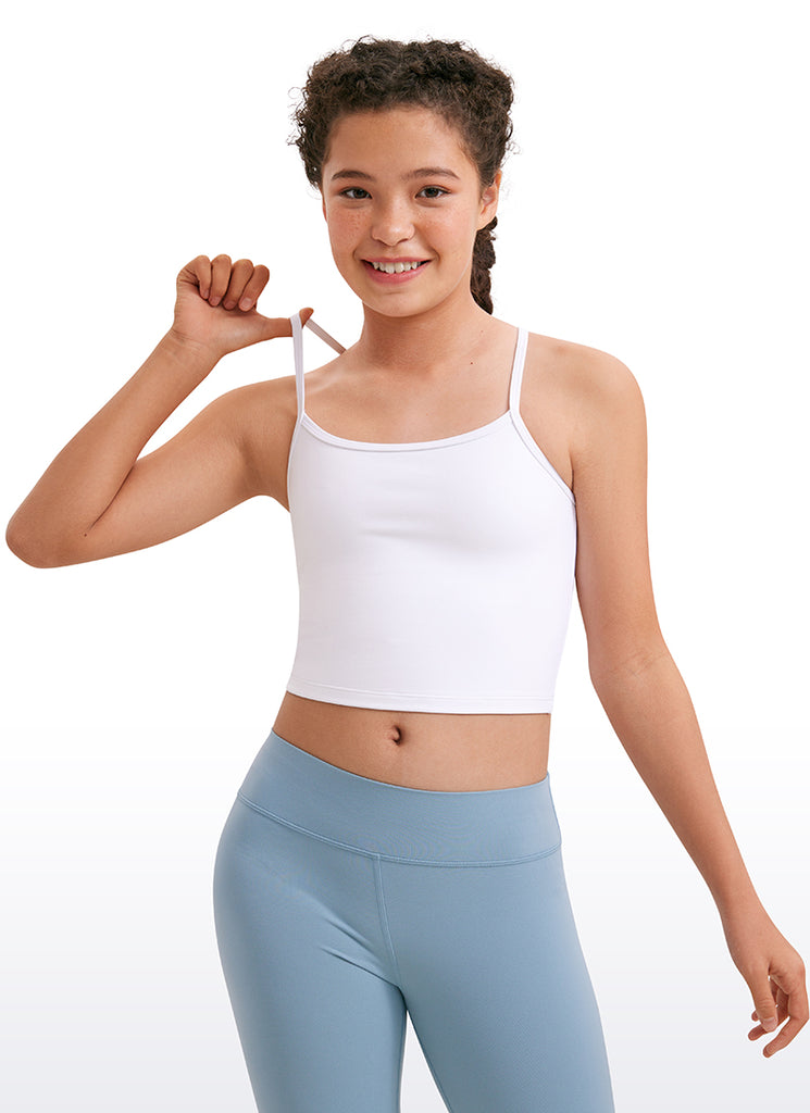 CRZ YOGA Girl's Active Sports Double Lined Y-Back Bra Teens Tank Tops Black