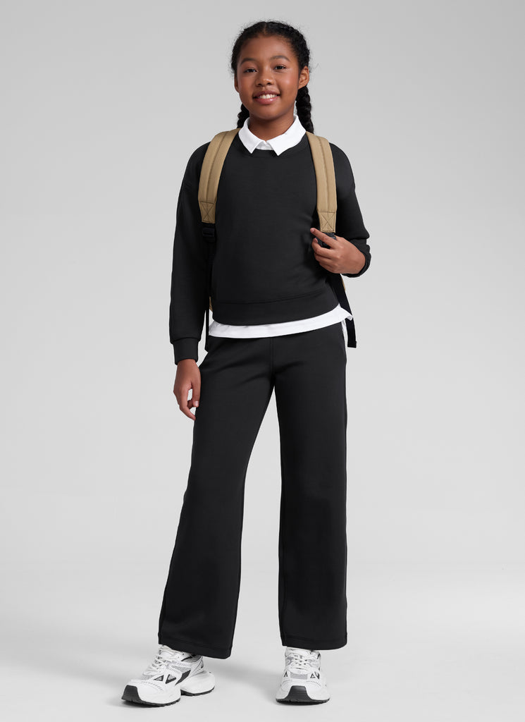 CRZ YOGA Girl's SoftAura Casual Relaxed Fit Workout Sweatshirt Black