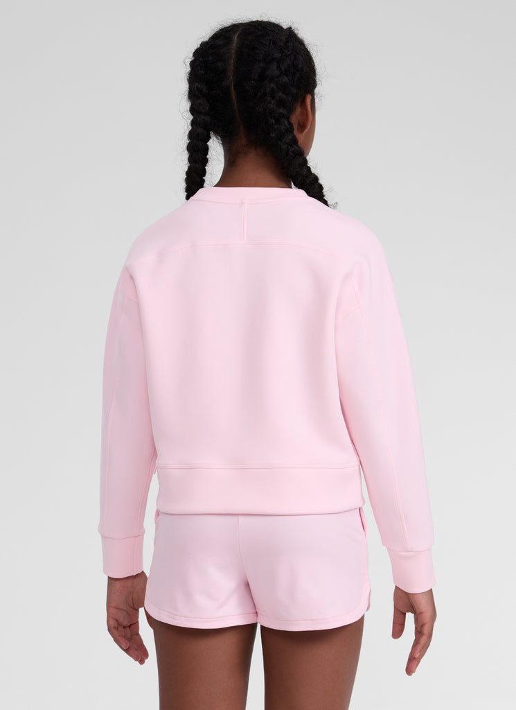 CRZ YOGA Girl's SoftAura Casual Relaxed Fit Workout Sweatshirt Strawberry Pink