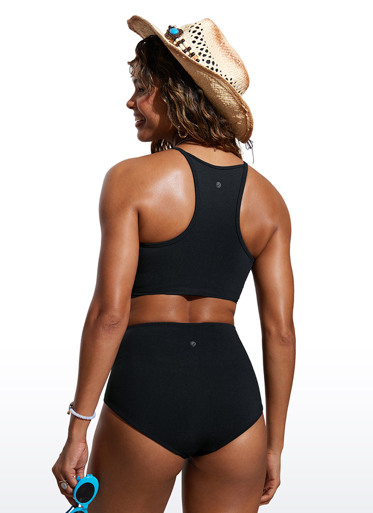 CRZ YOGA Women's Swimwear Tops Sunshine Bikini Top High Neck Black