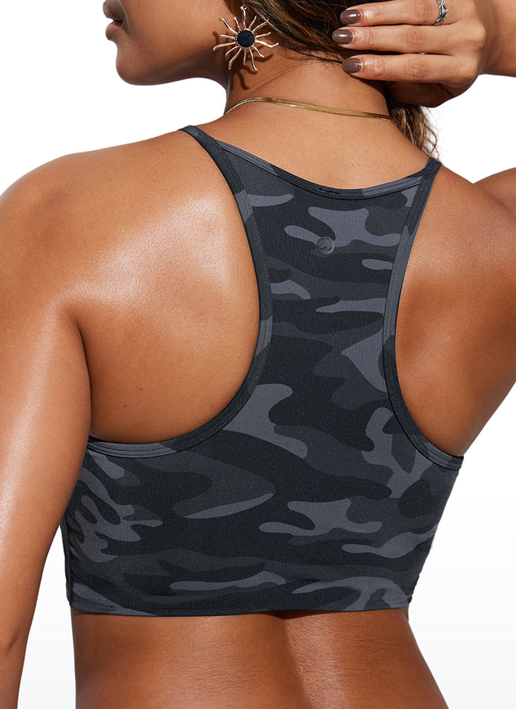 CRZ YOGA Women's Swimwear Tops Sunshine Bikini Top High Neck Moss Green