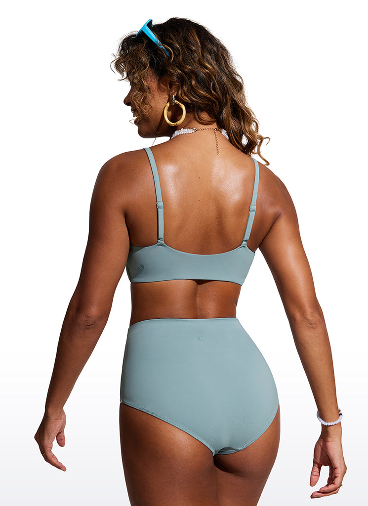 CRZ YOGA Women's Swimwear Tops Bikini Top Adjustable Strap Jungle Camouflage Gray