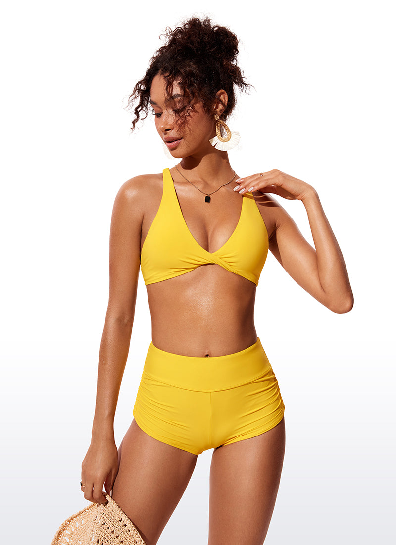 Sunshine V Neck Bikini Twist Front Tops Criss Cross Back