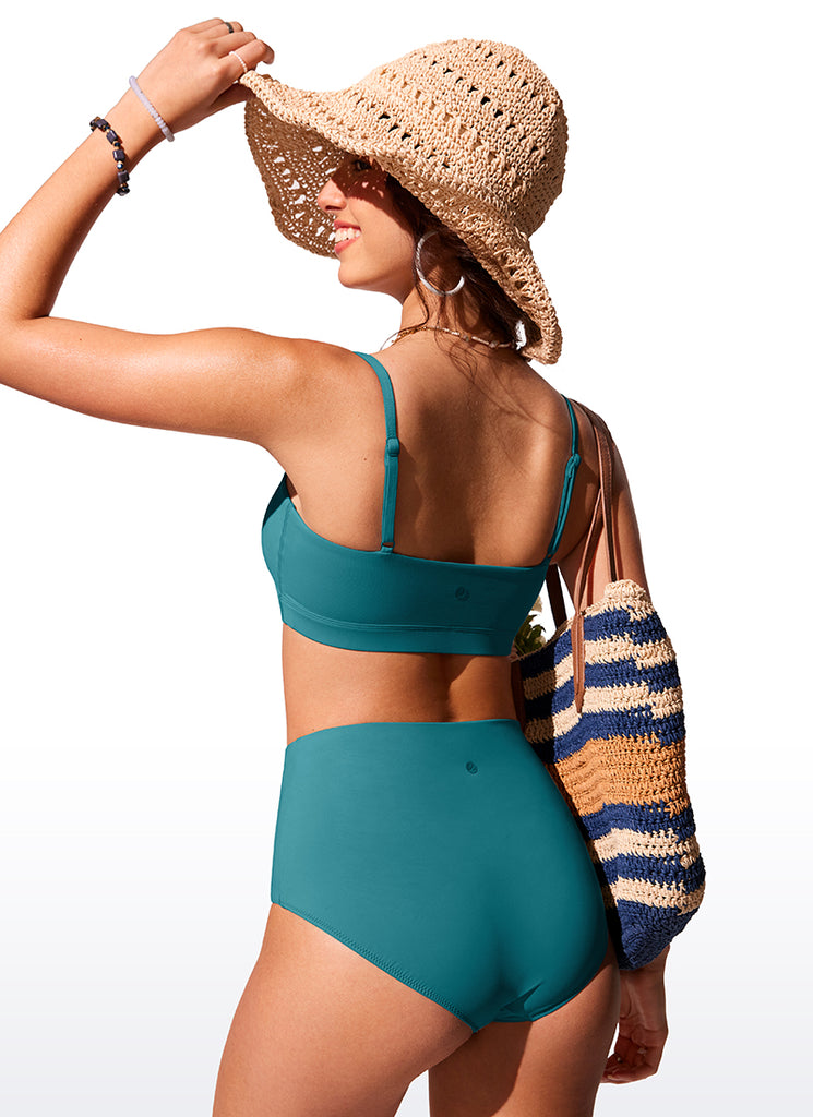 CRZ YOGA Women's Swimwear Tops Bikini Top Adjustable Strap Padded Green Jade