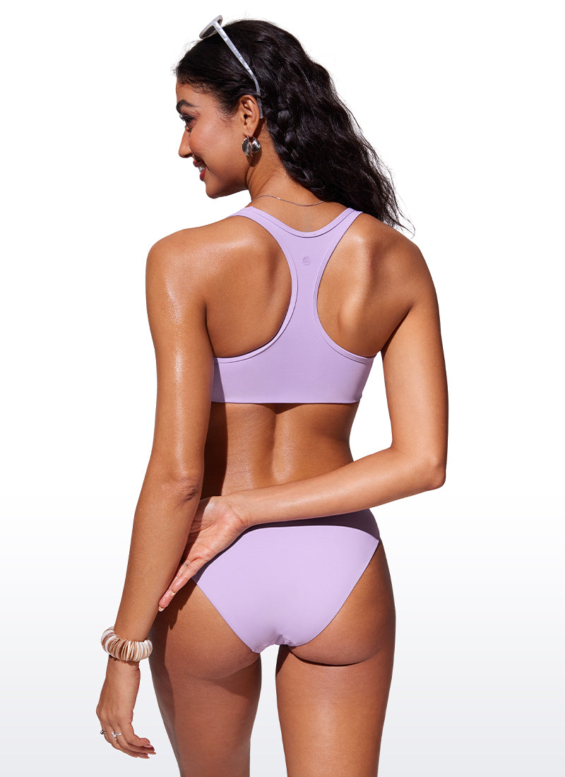 CRZ YOGA Women's Swimwear U Neck Bikini Tops Racerback White