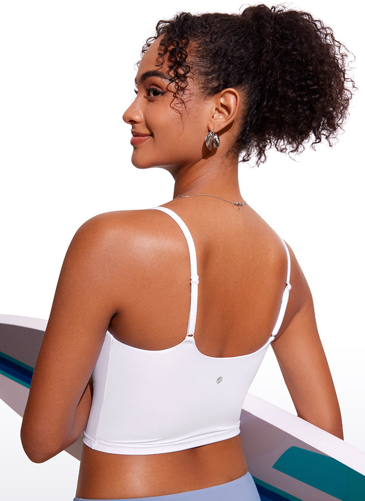 CRZ YOGA Women's Sunshine Bikini Tops U Back Longline Adjustable Straps Insignia Blue