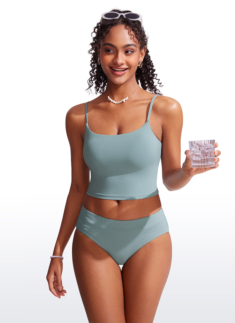 CRZ YOGA Women's Sunshine Bikini Tops U Back Longline Adjustable Straps Insignia Blue