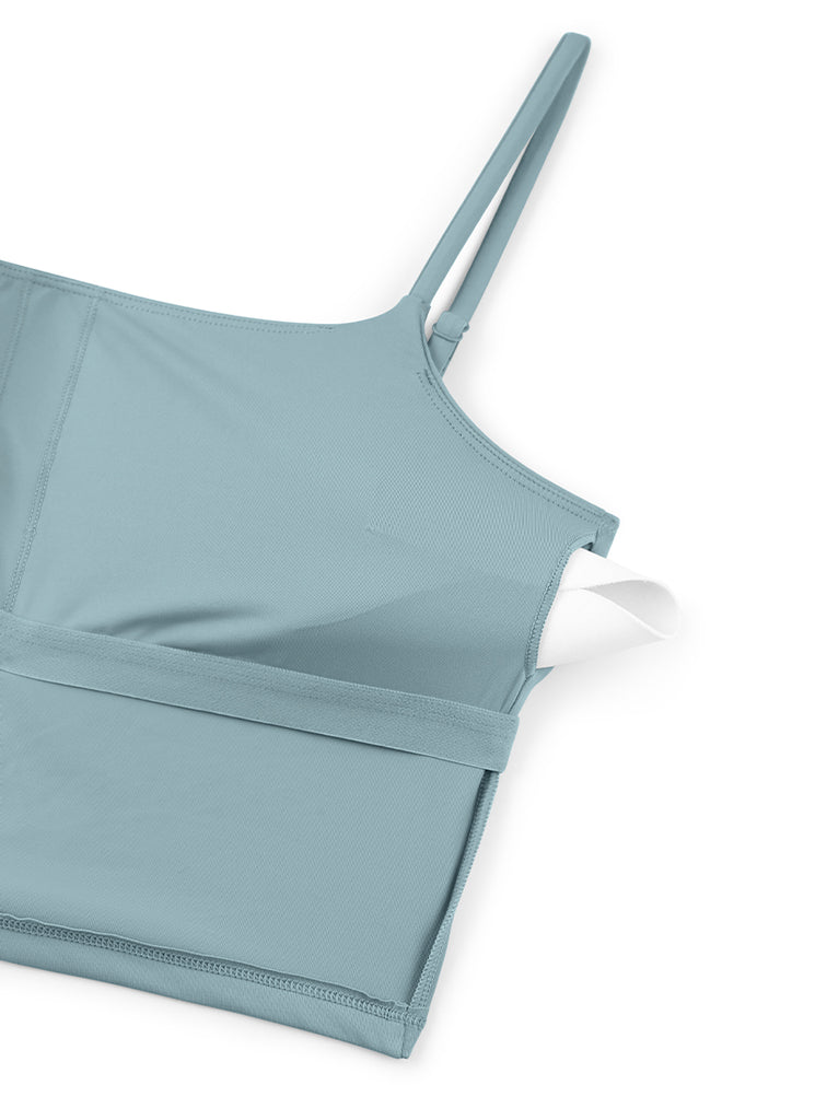 CRZ YOGA Women's Sunshine Bikini Tops U Back Longline Adjustable Straps White