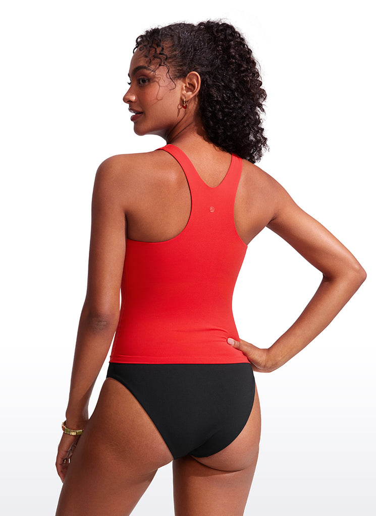 CRZ YOGA Women Racerback High Neck Tankini Tops Sporty Tank Insignia Blue