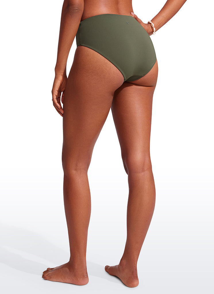 CRZ YOGA Women's Swimwear Bottoms Sunshine Bikini Bottoms Mid Rise Dark Olive